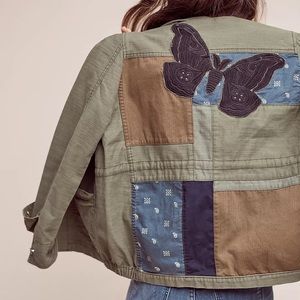 Anthropologie quilted military butterfly jacket small